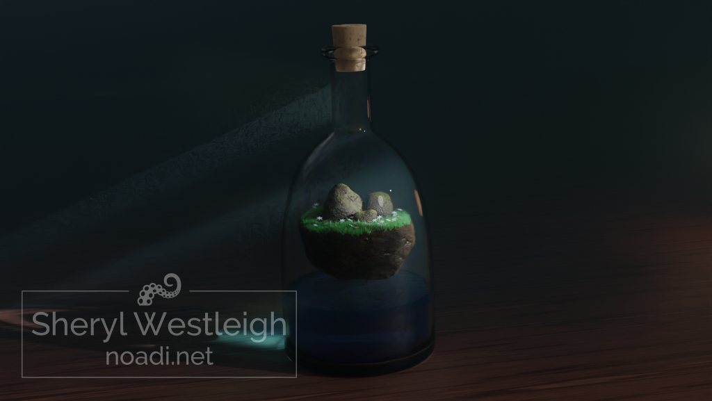 3d rendered island in a bottle